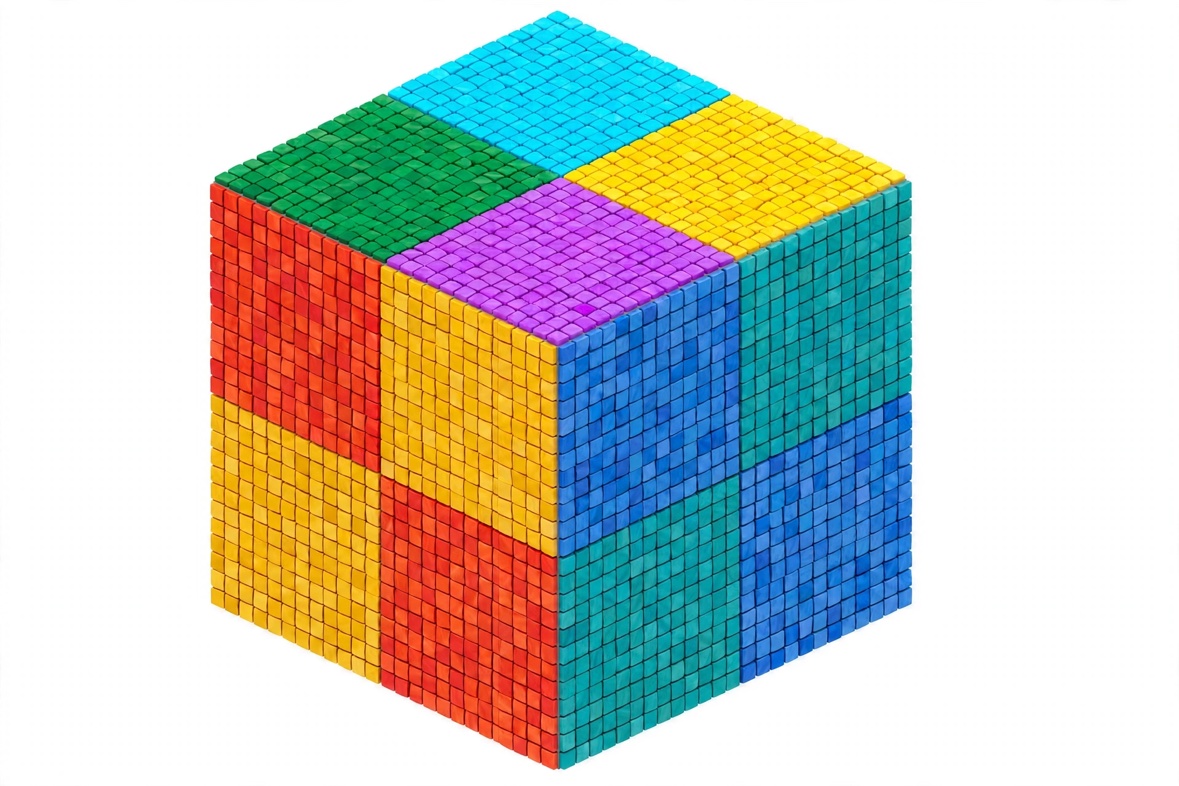 Cubo de píxeles de colores