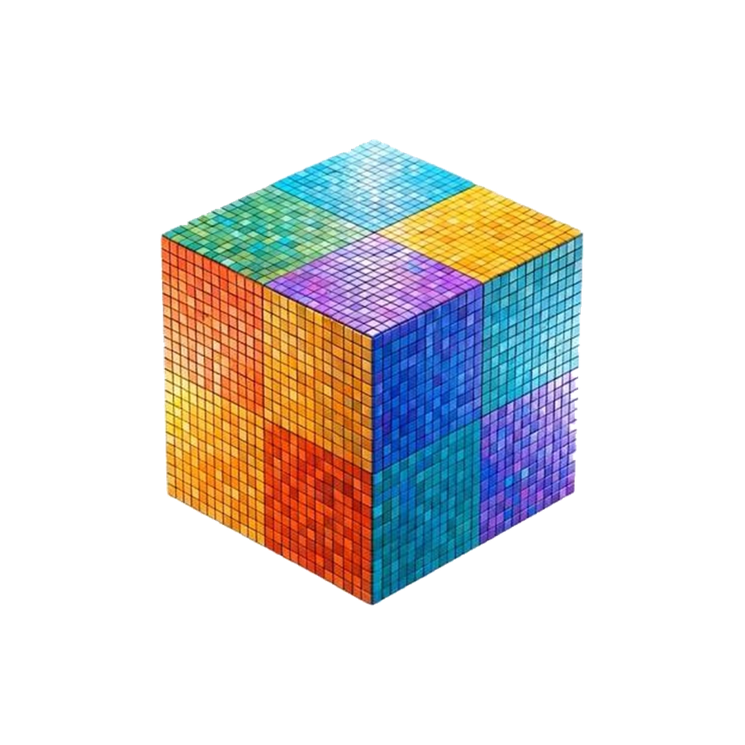 Cubo de píxeles de colores